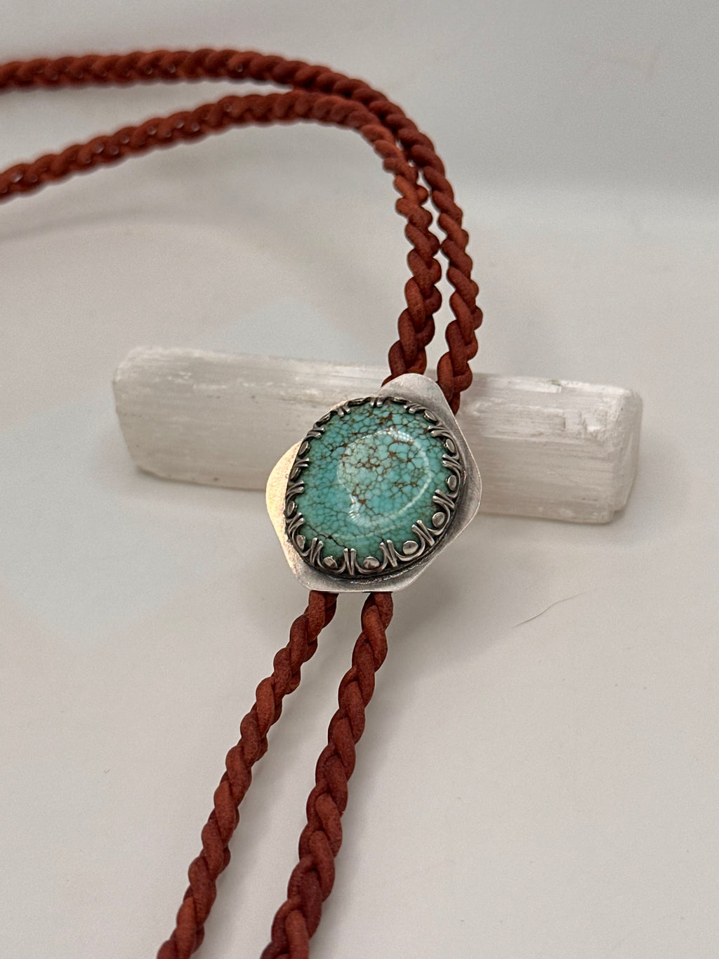 Turquoise and Leather Bolo Tie