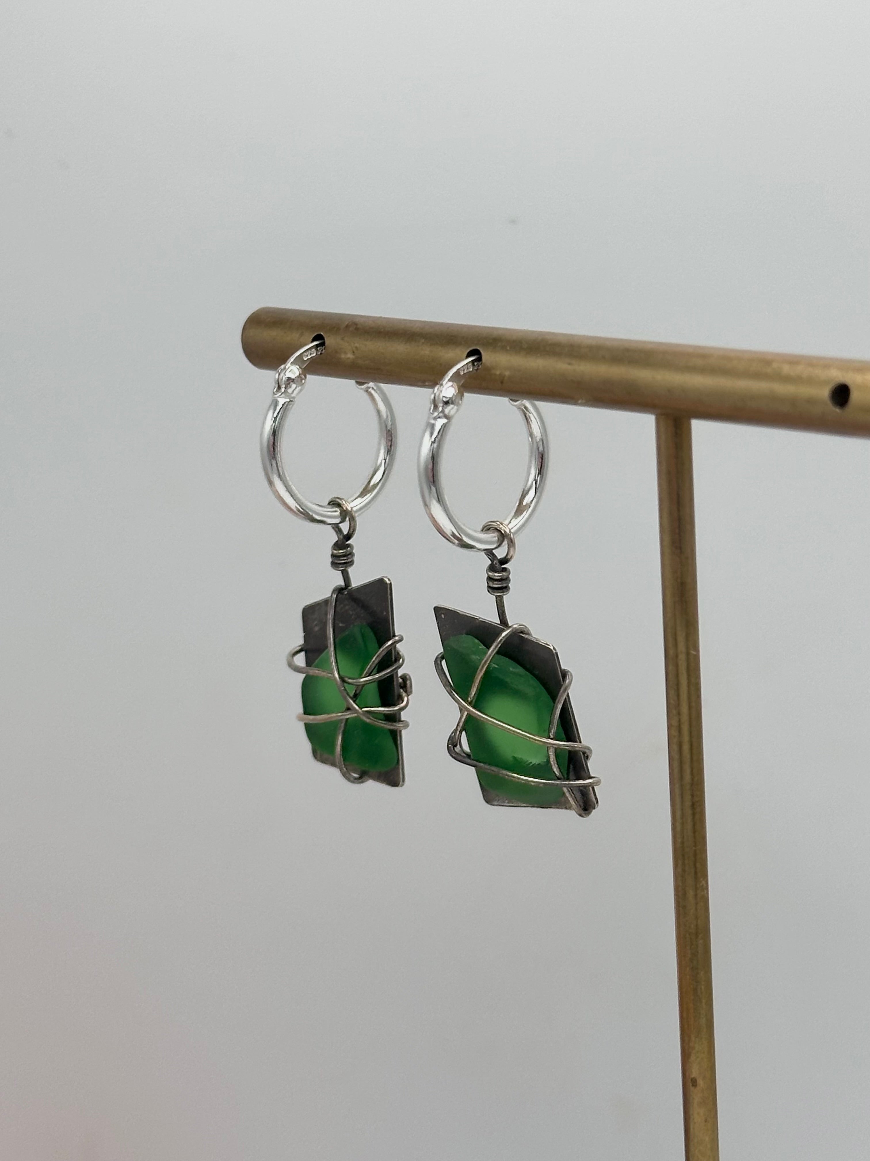 Green Seaglass earrings