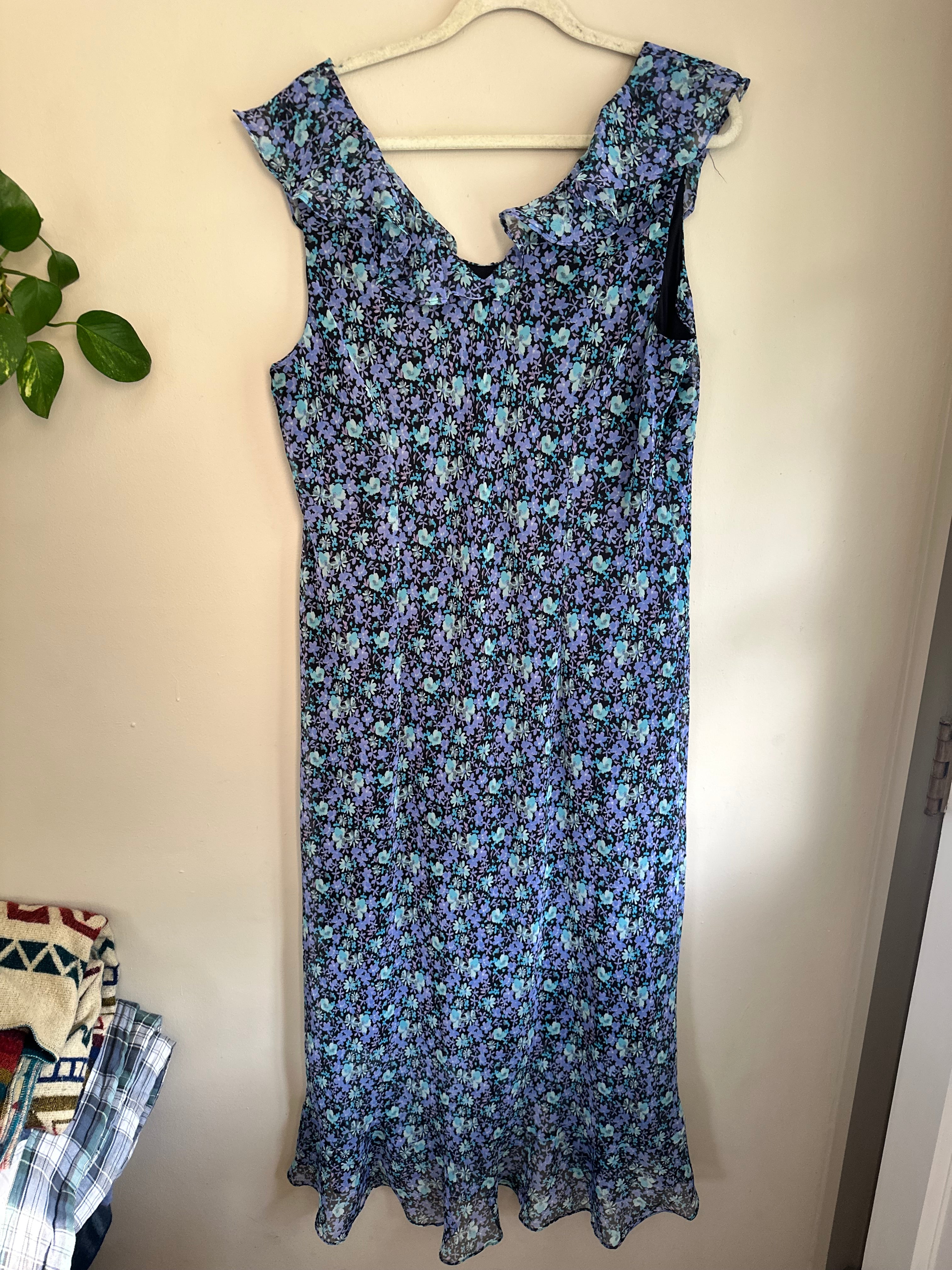 Blue + Purple 90s Floral Dress