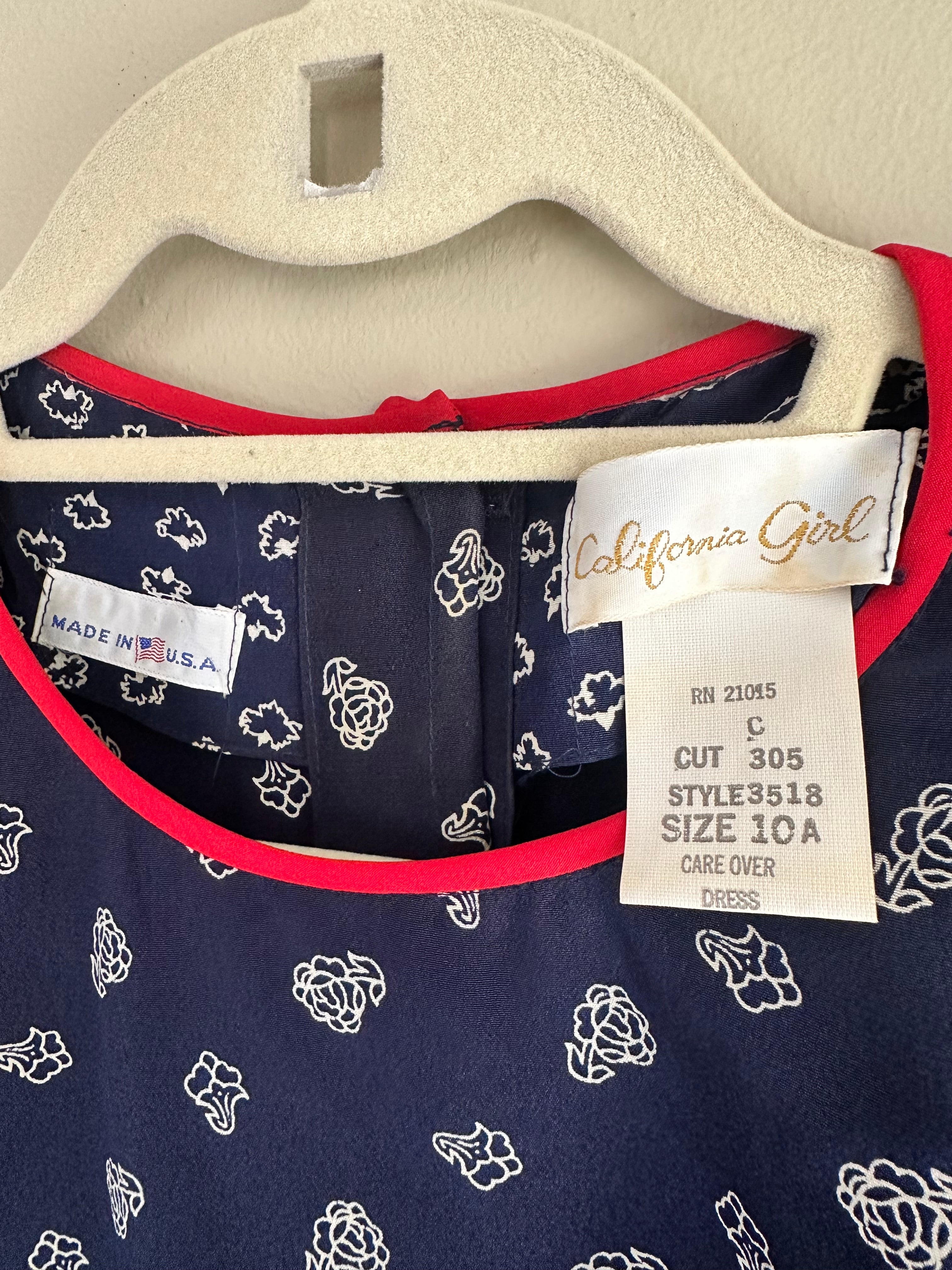Vintage California Girl 70s/80s Navy Floral Dress