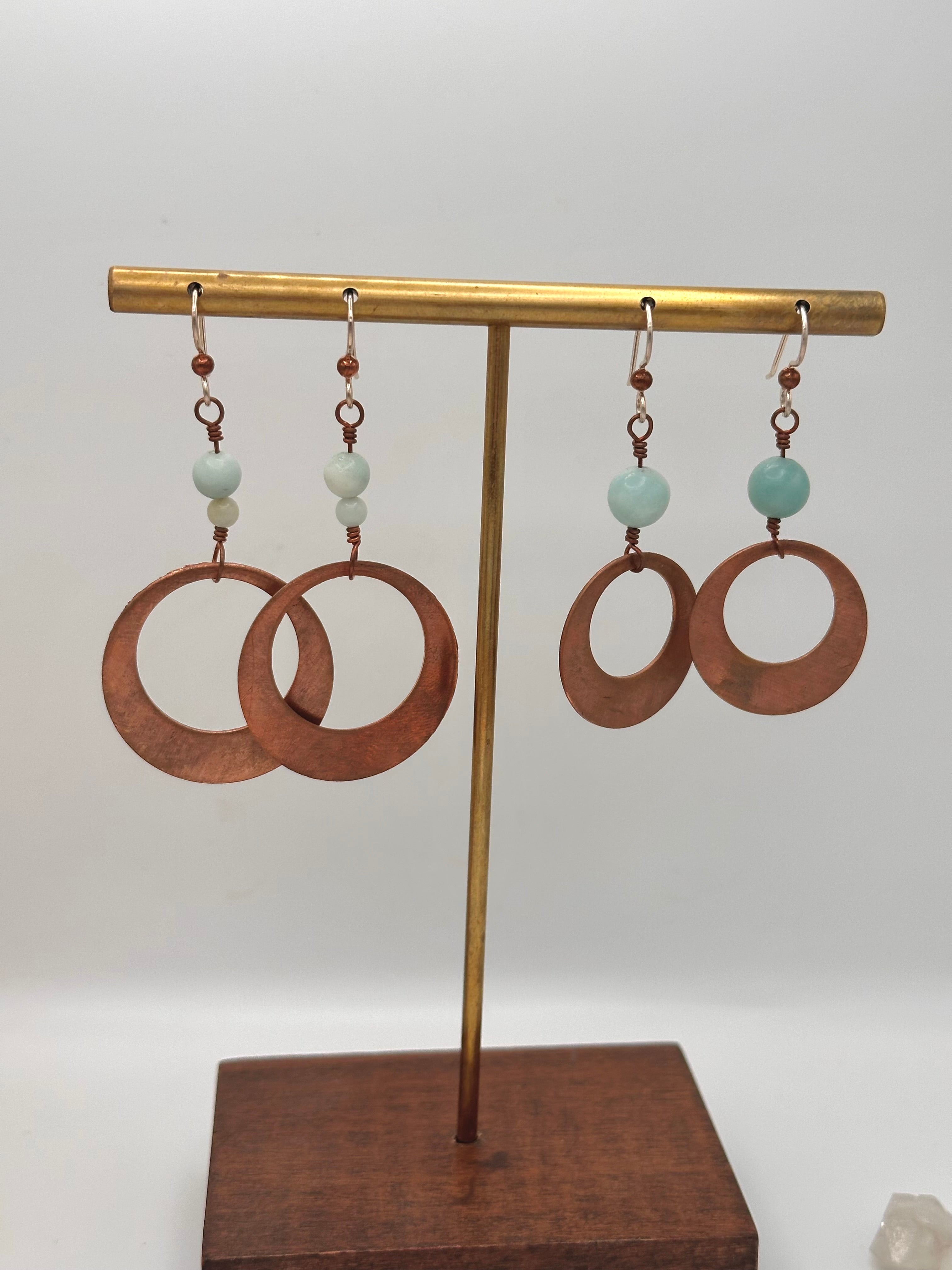 Handcut copper earrings