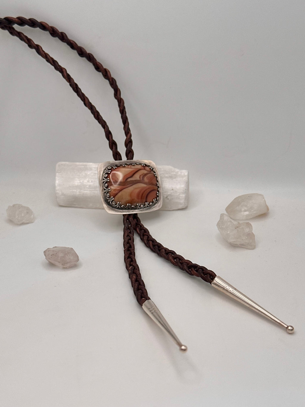 Wonderstone and Leather Bolo Tie