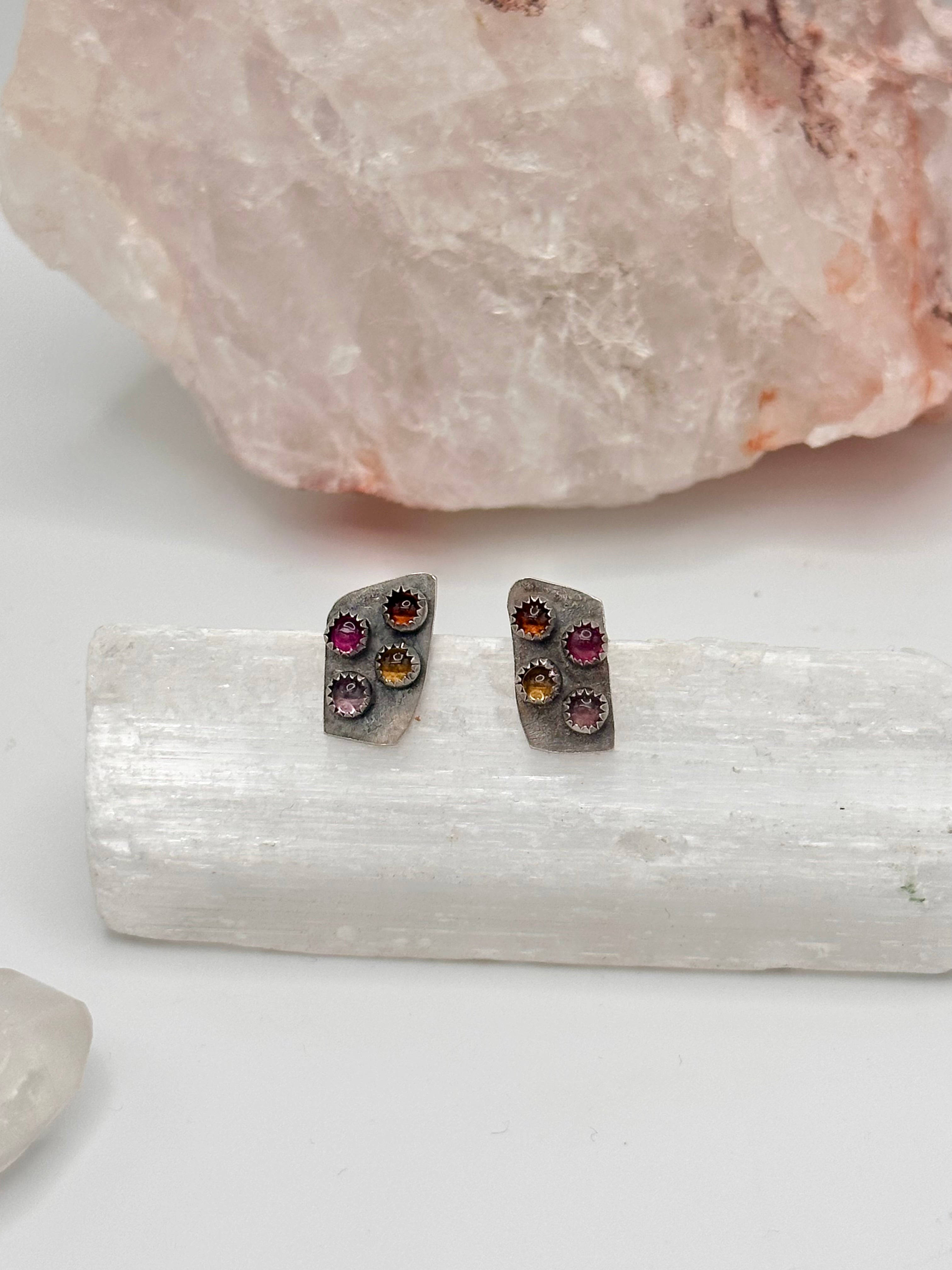 Tourmaline multi-colored studs