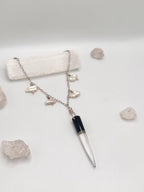 Quartz and Obsidian with Pearls necklace