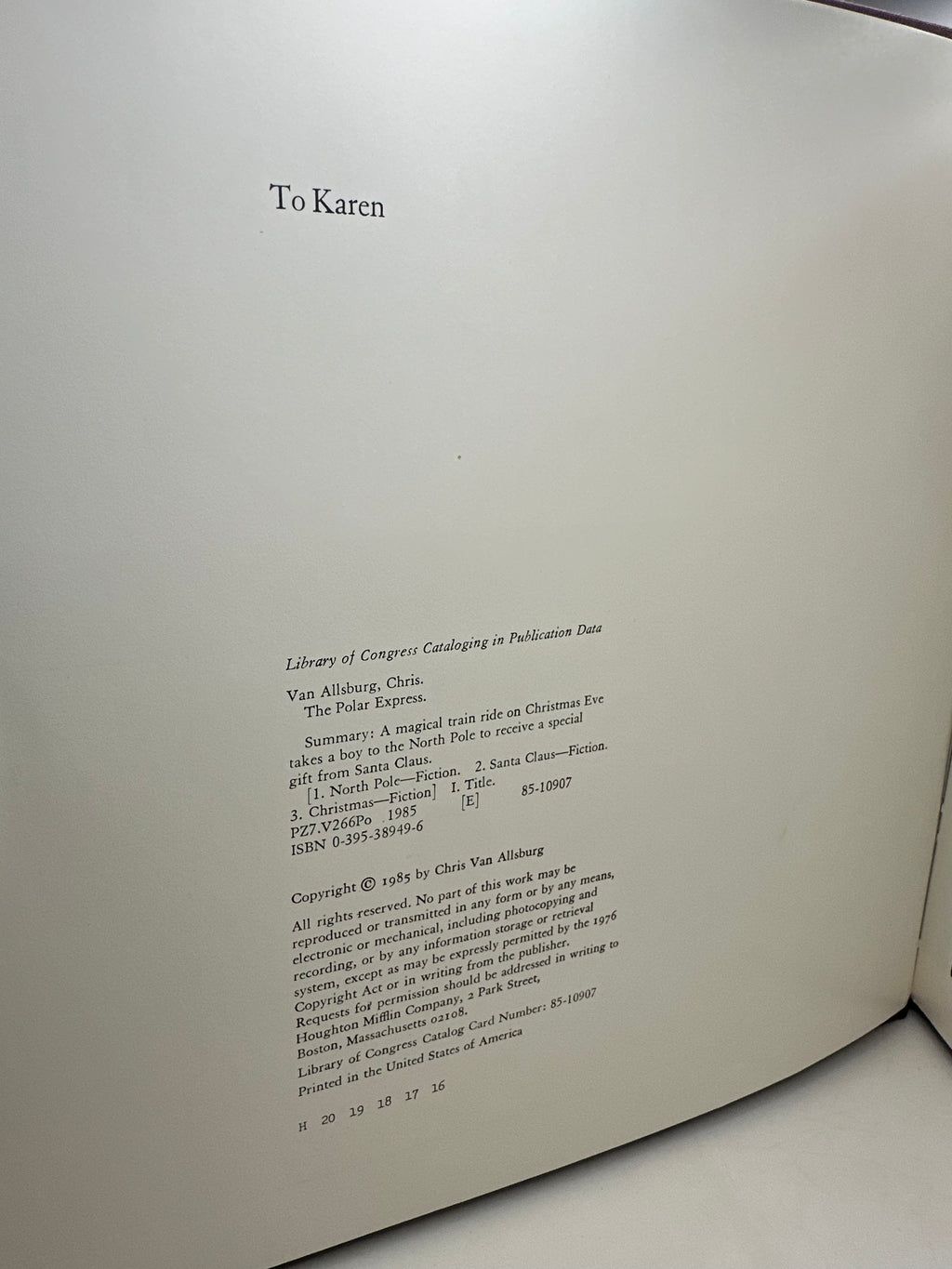 First Edition 1985 Polar Express Book