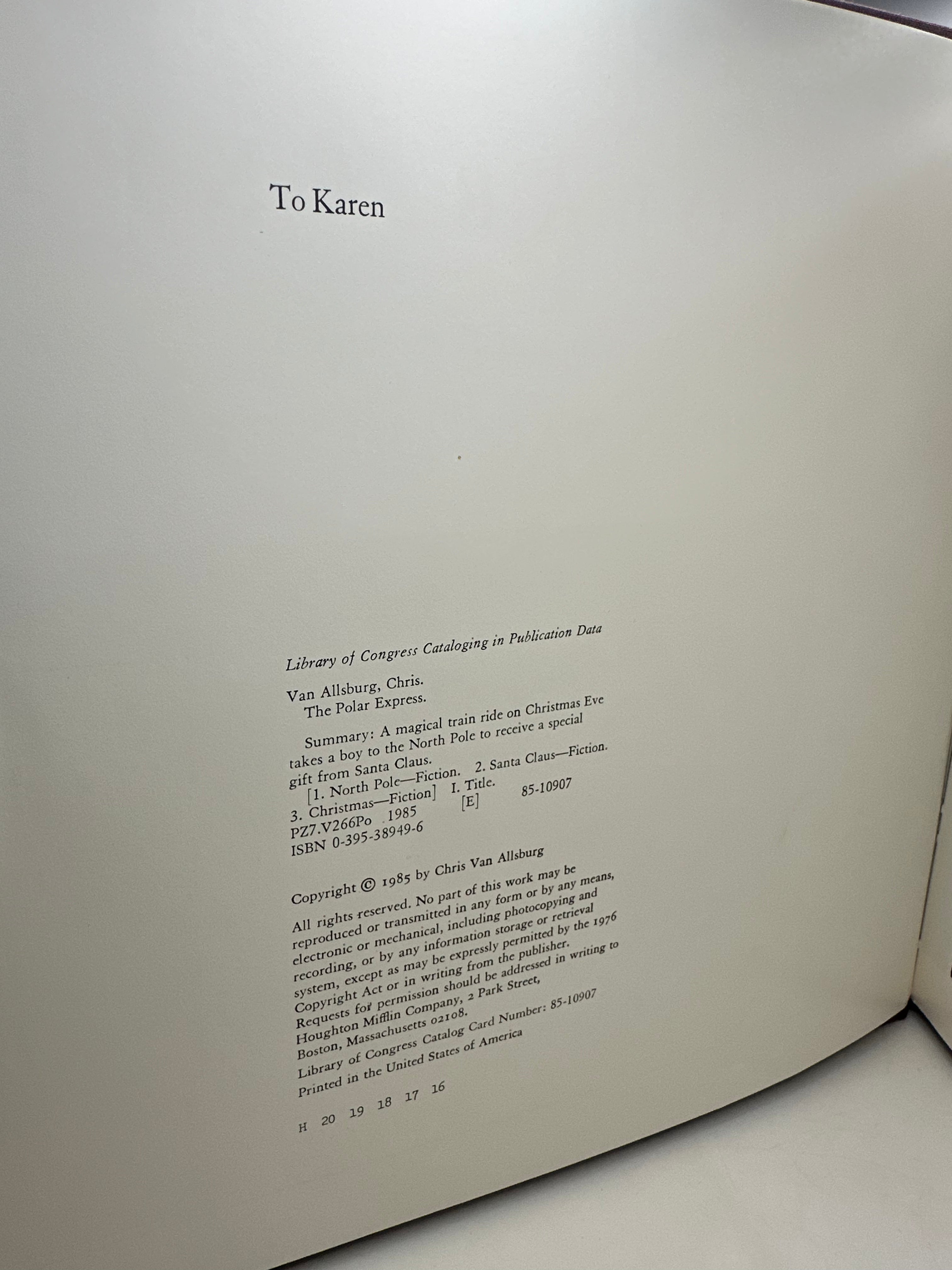 First Edition 1985 Polar Express Book