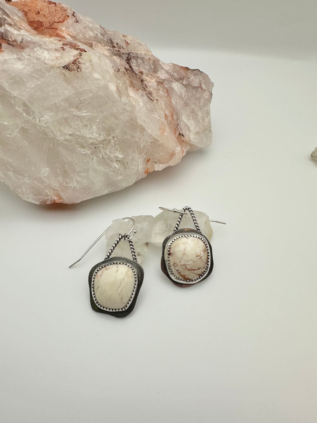 White Turquoise wavy earrings