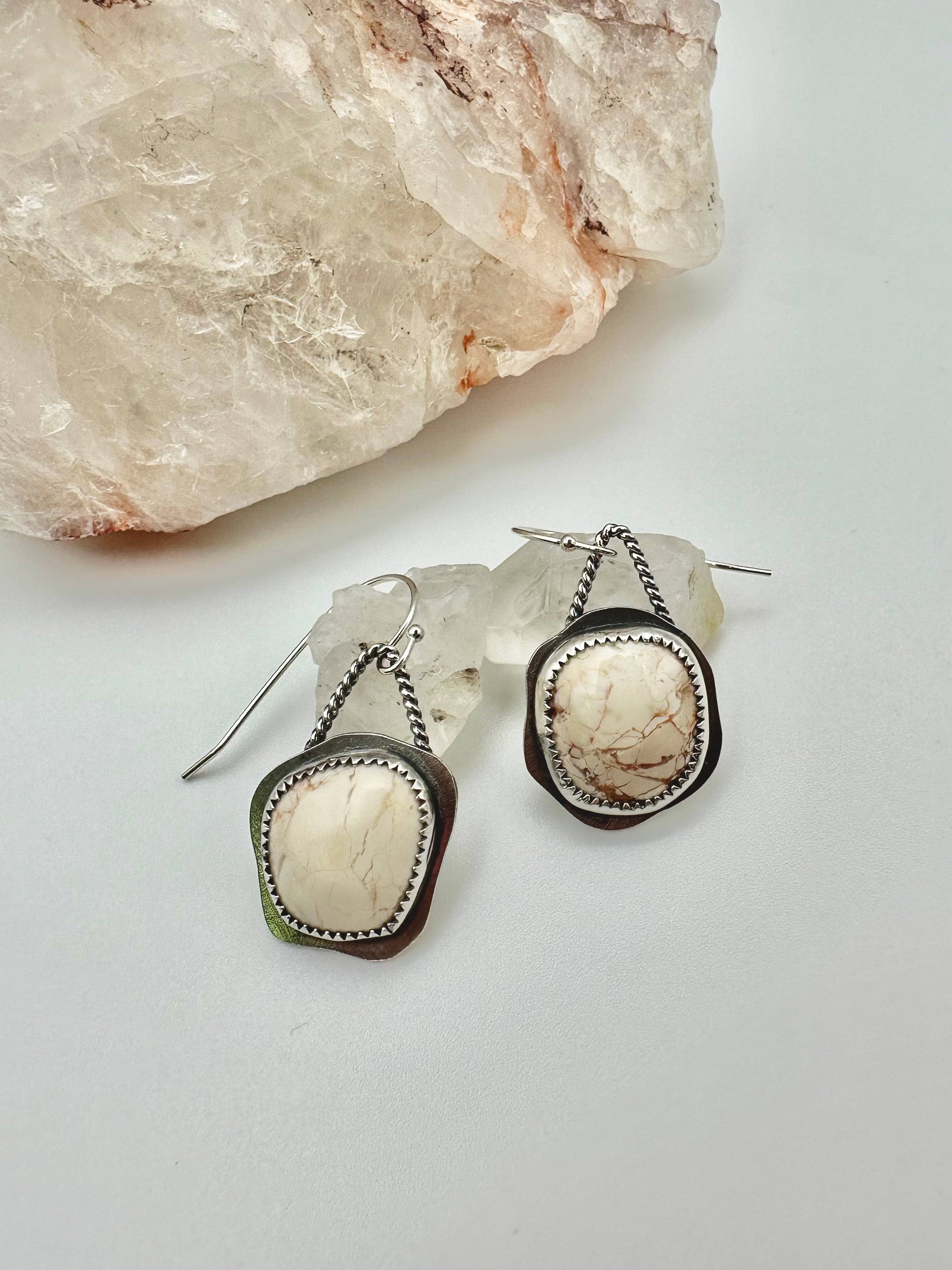 White Turquoise wavy earrings