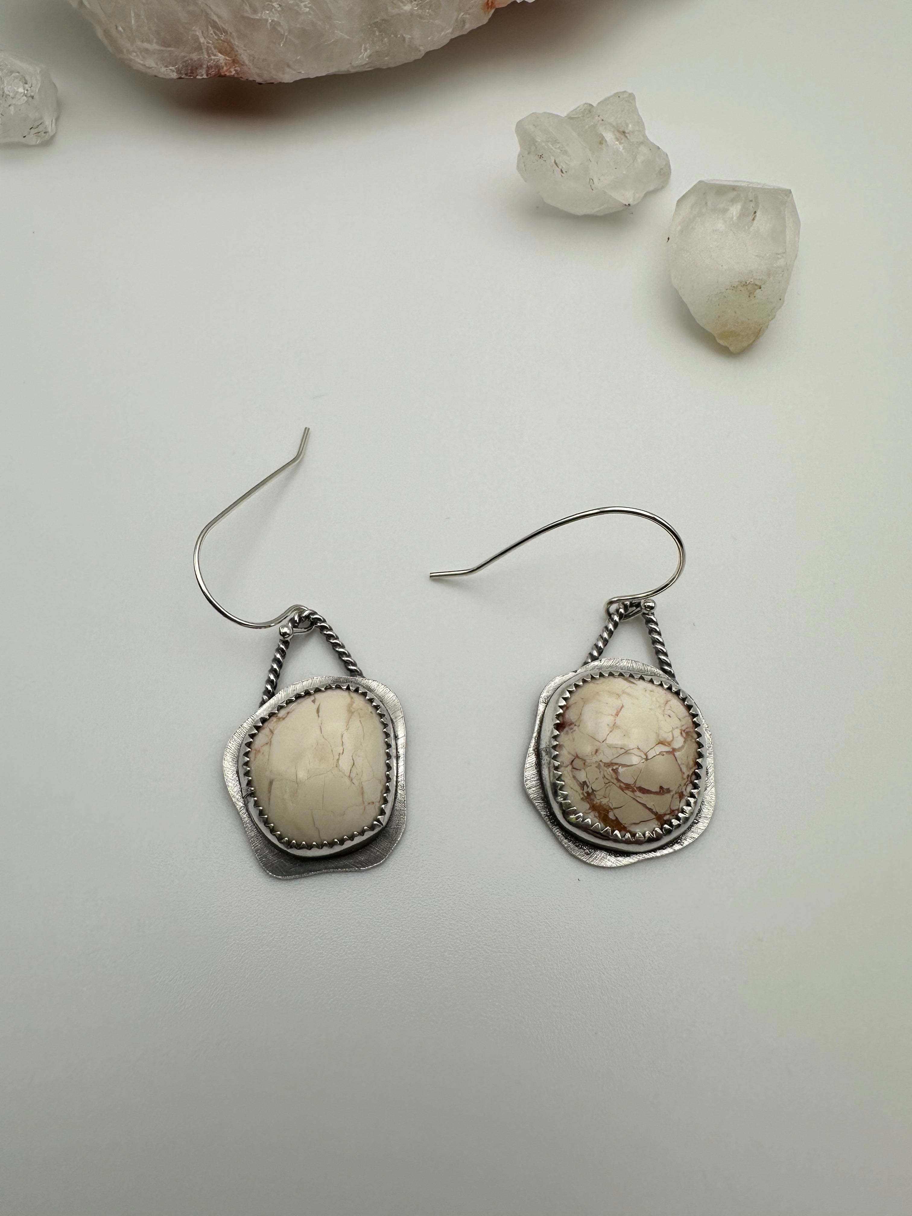 White Turquoise wavy earrings