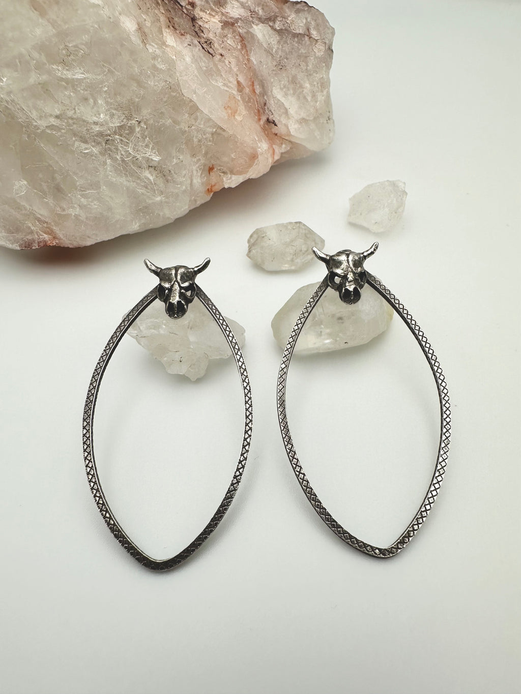 Ox Skull teardrop earrings