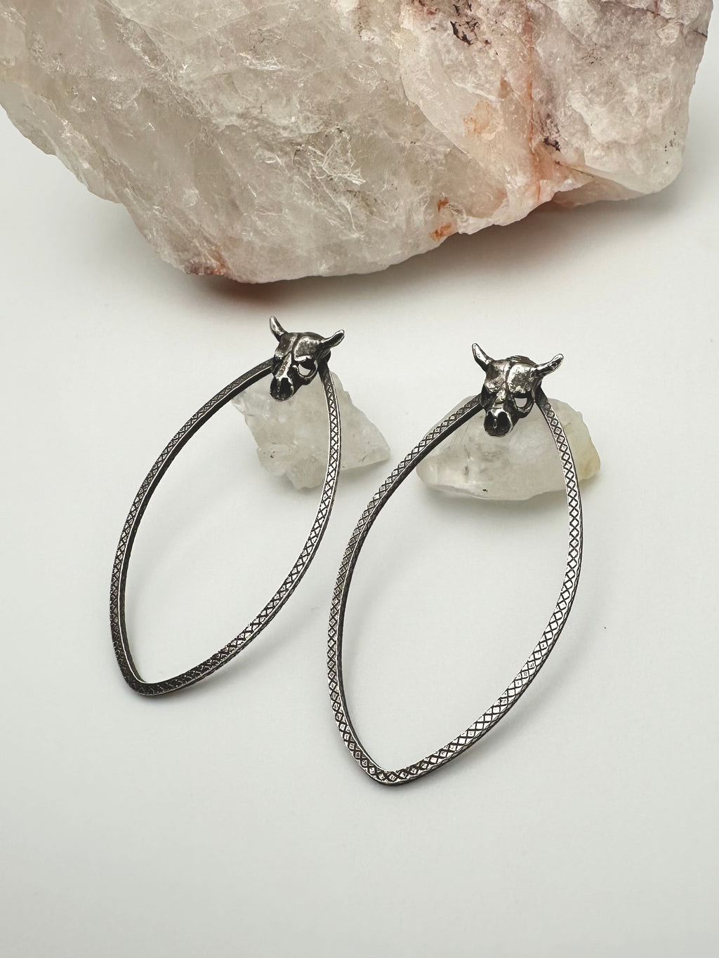 Ox Skull teardrop earrings