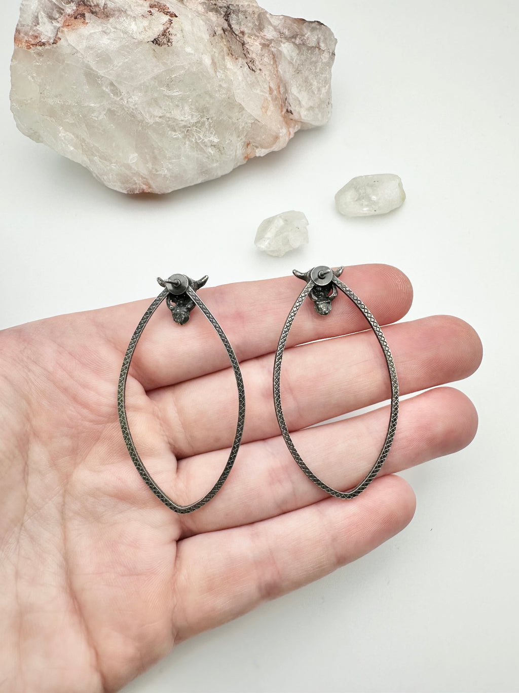 Ox Skull teardrop earrings