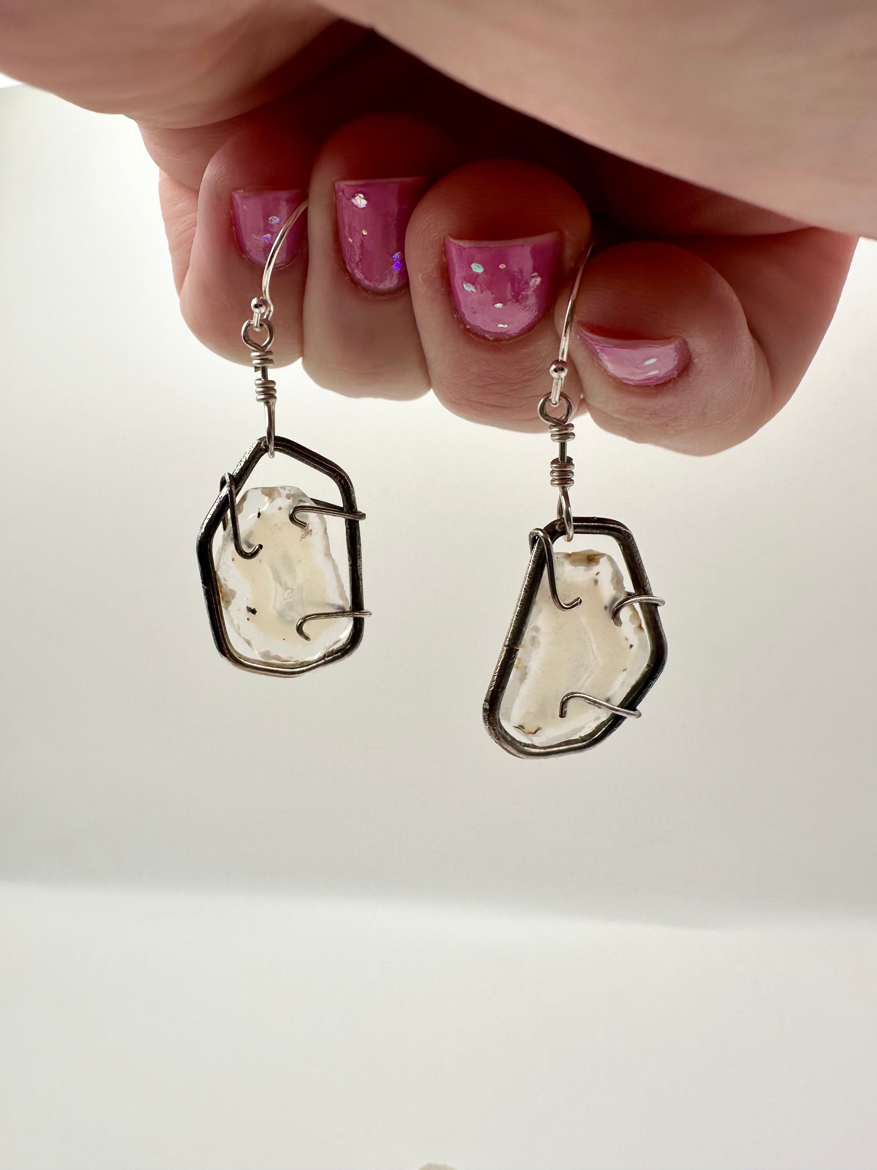 Montana Moss Agate slice earrings
