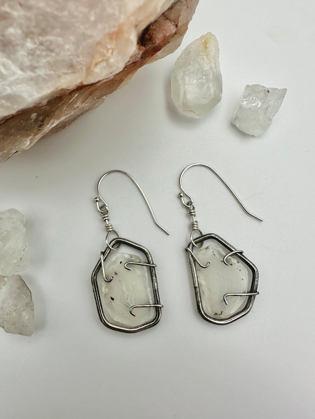 Montana Moss Agate slice earrings