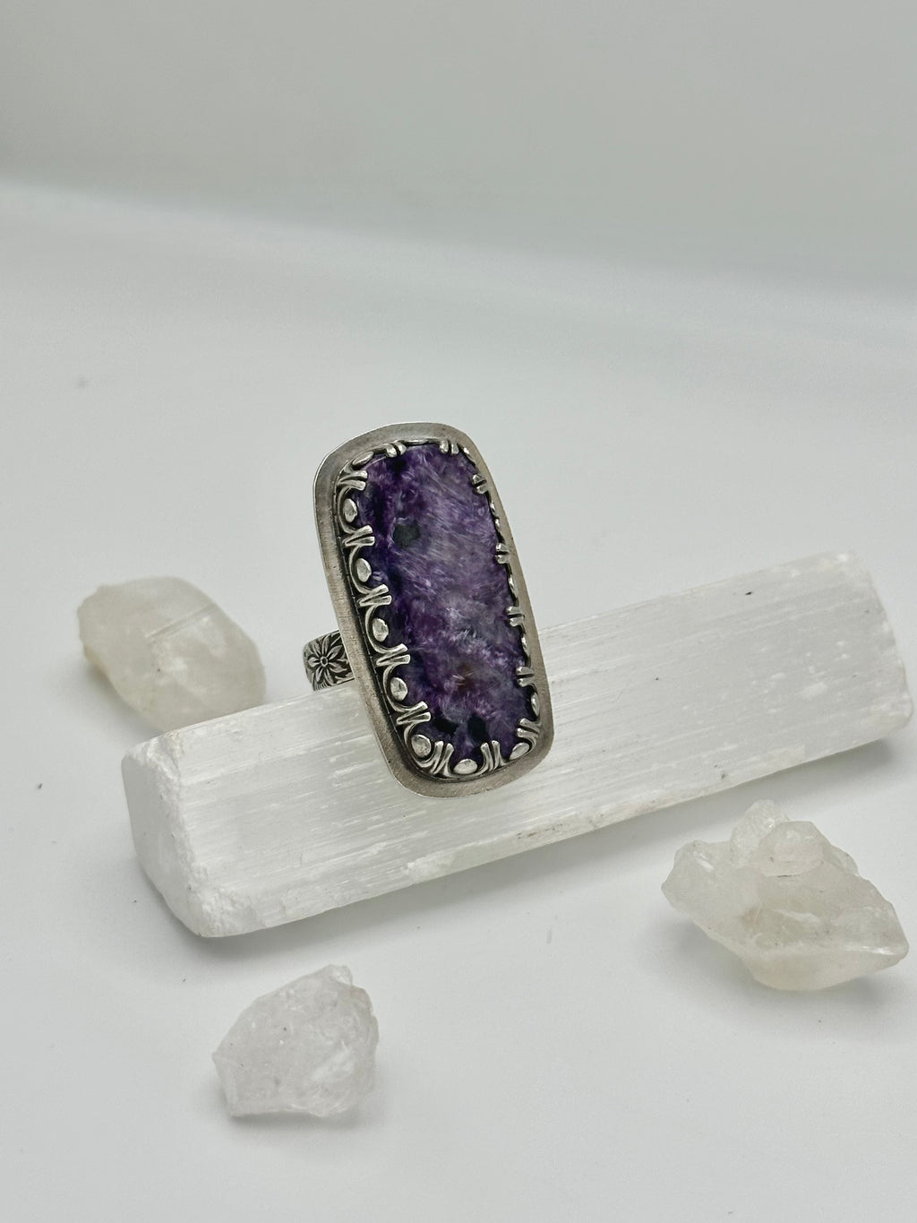 Purple Charoite bar ring