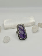 Purple Charoite bar ring