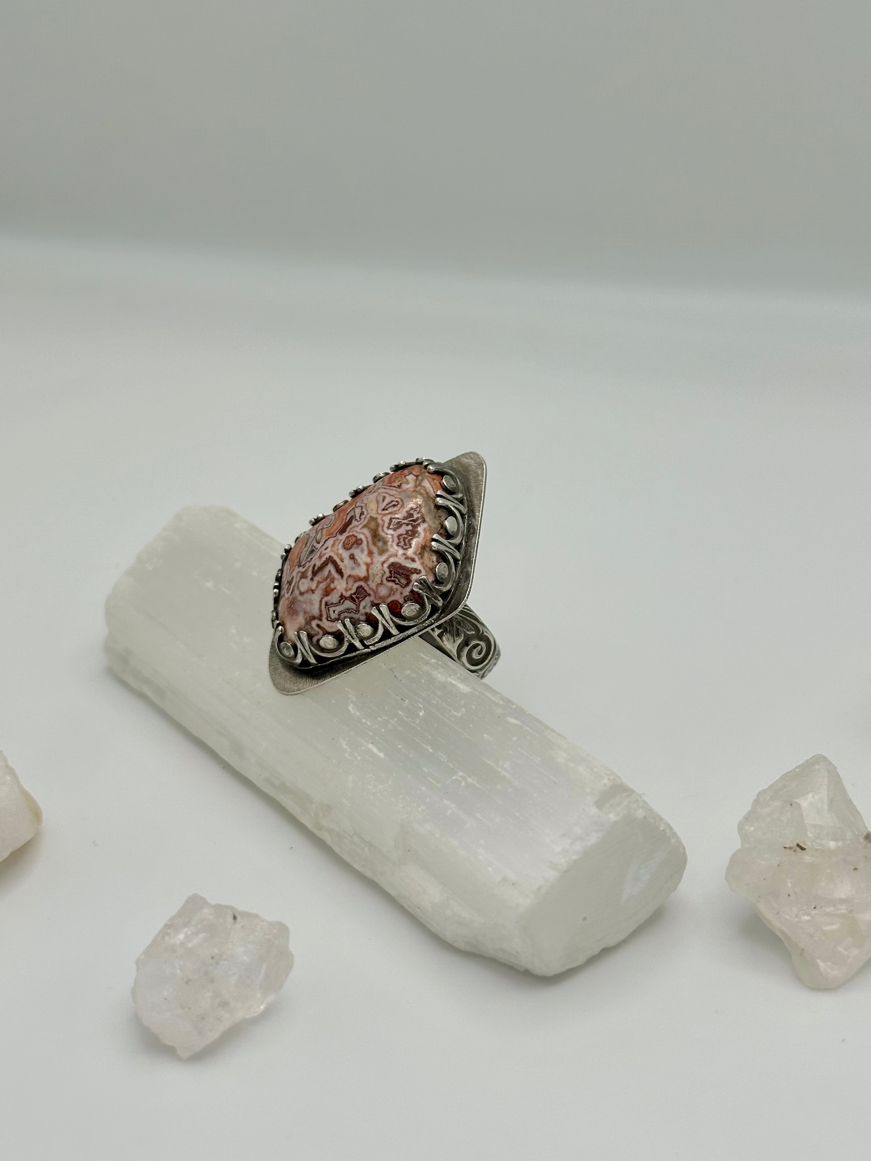 Red Crazy Lace Agate ring