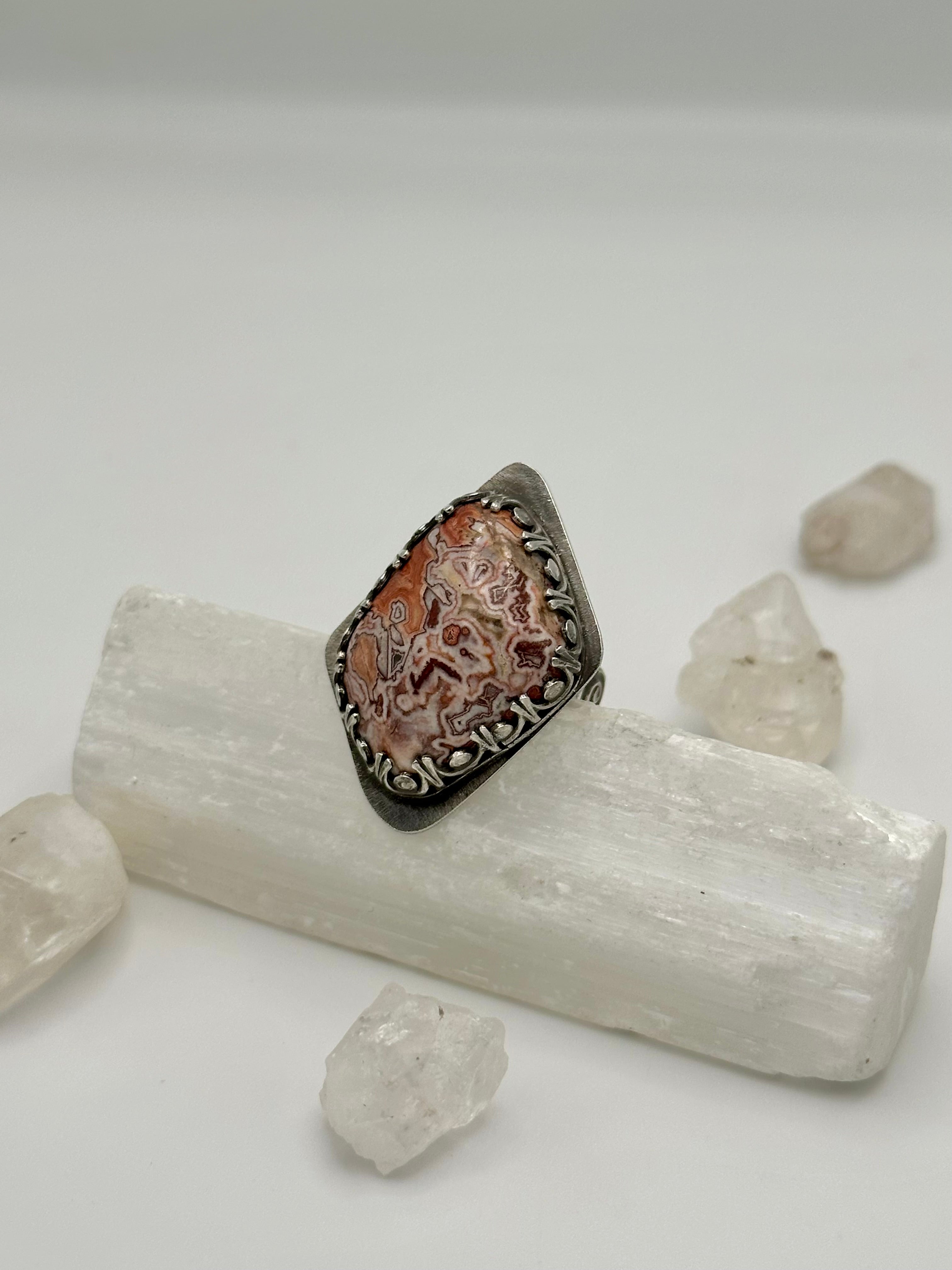 Red Crazy Lace Agate ring