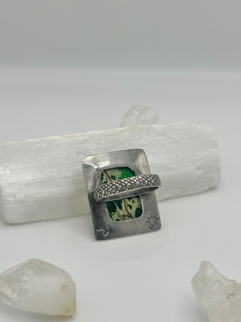 Bright Green Sea Sediment Jasper ring