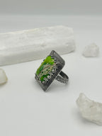 Bright Green Sea Sediment Jasper ring
