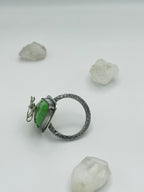 Bright Green Turquoise with wire flower ring
