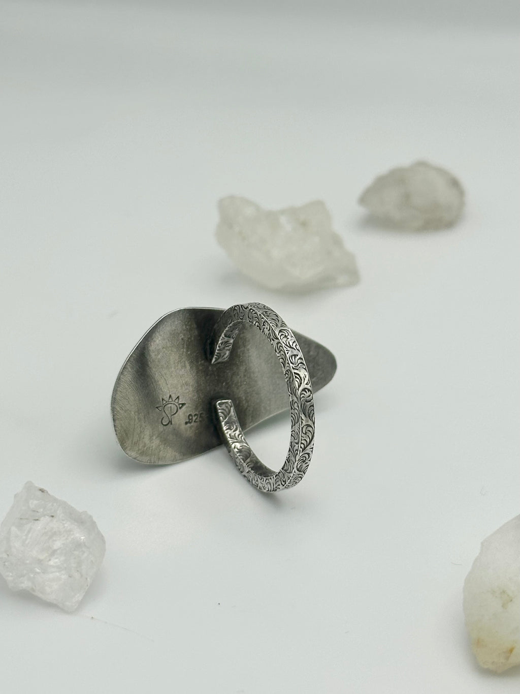 Bright Green Turquoise with wire flower ring