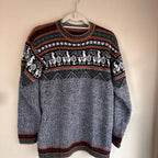 Fun Gray Patterned Alpaca Sweater
