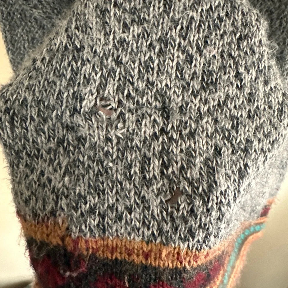 Fun Gray Patterned Alpaca Sweater