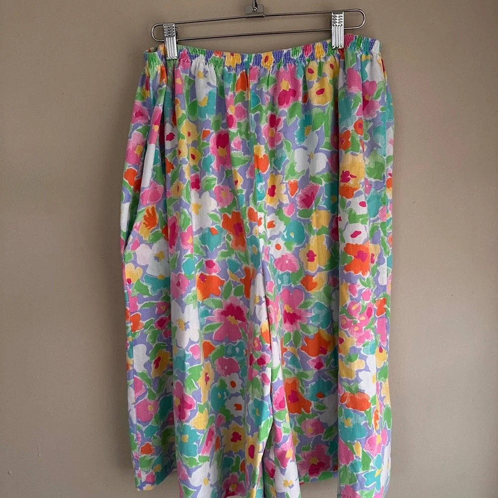 Vintage Bright Floral High Waist Skirt Shorts