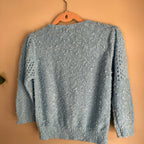 Vintage 70s LeSah Knits Light Blue Floral Sweater