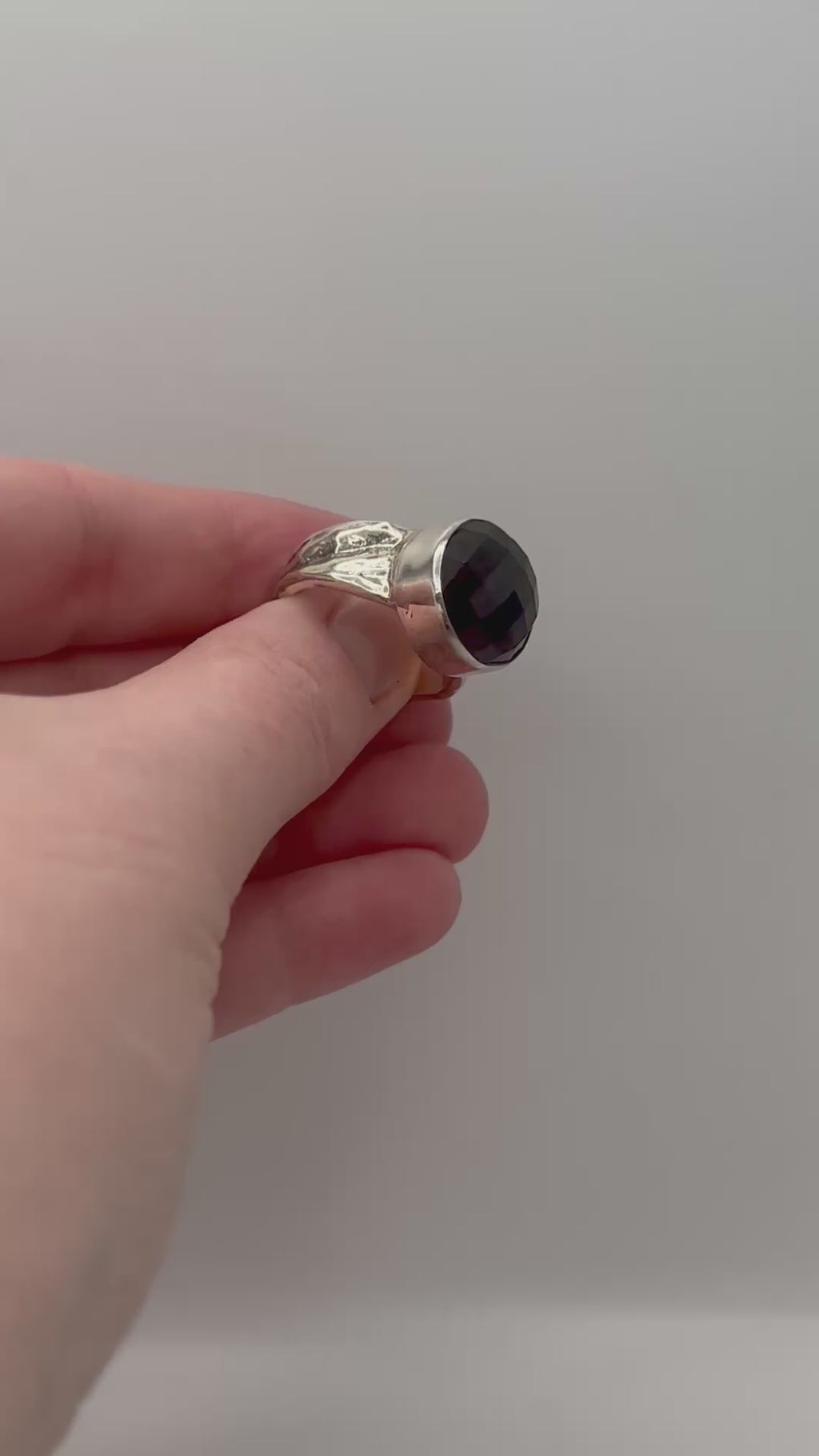 Vintage Smoky Quartz disco ring