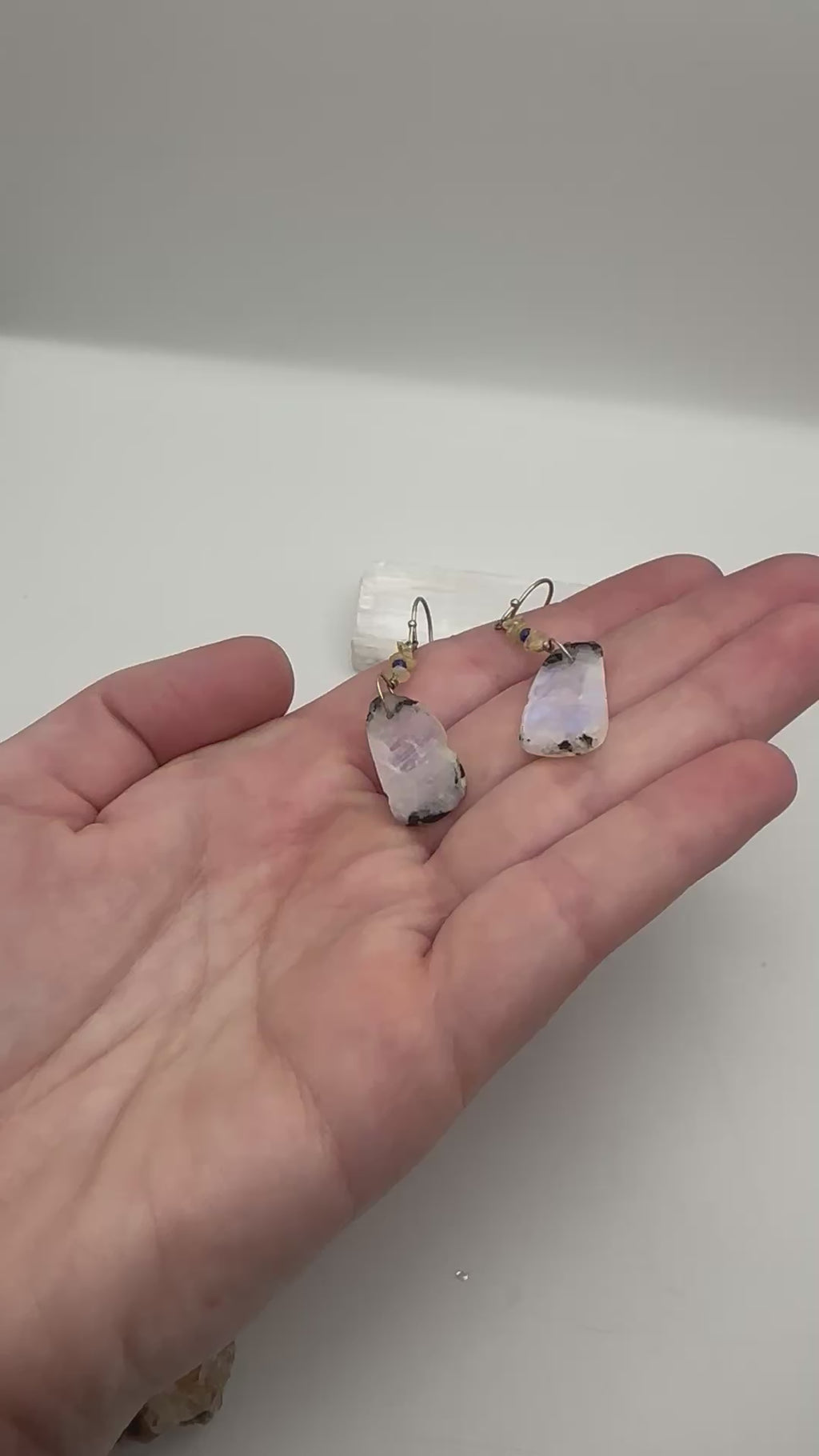 Moonstone with Opal and Lapis Lazuli earrings